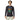 Black AIM ATTITUDE I AM. long sleeve fitted crew shirt displayed on a hanger with a close-up view of the fabric.