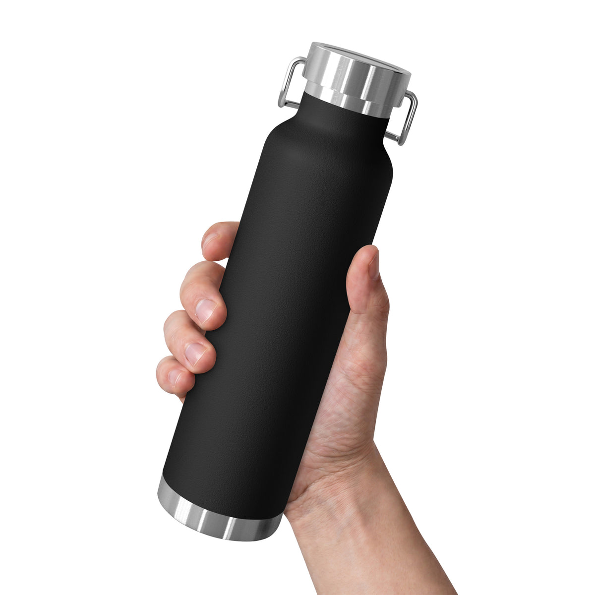 AIM Attitude copper vacuum insulated water bottle with a sleek metallic finish, designed for keeping beverages hot or cold.