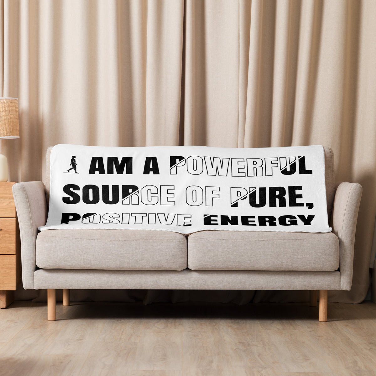 Sherpa blanket titled "I AM A Powerful Source" by AIM ATTITUDE, featuring soft, cozy fabric in a stylish design.