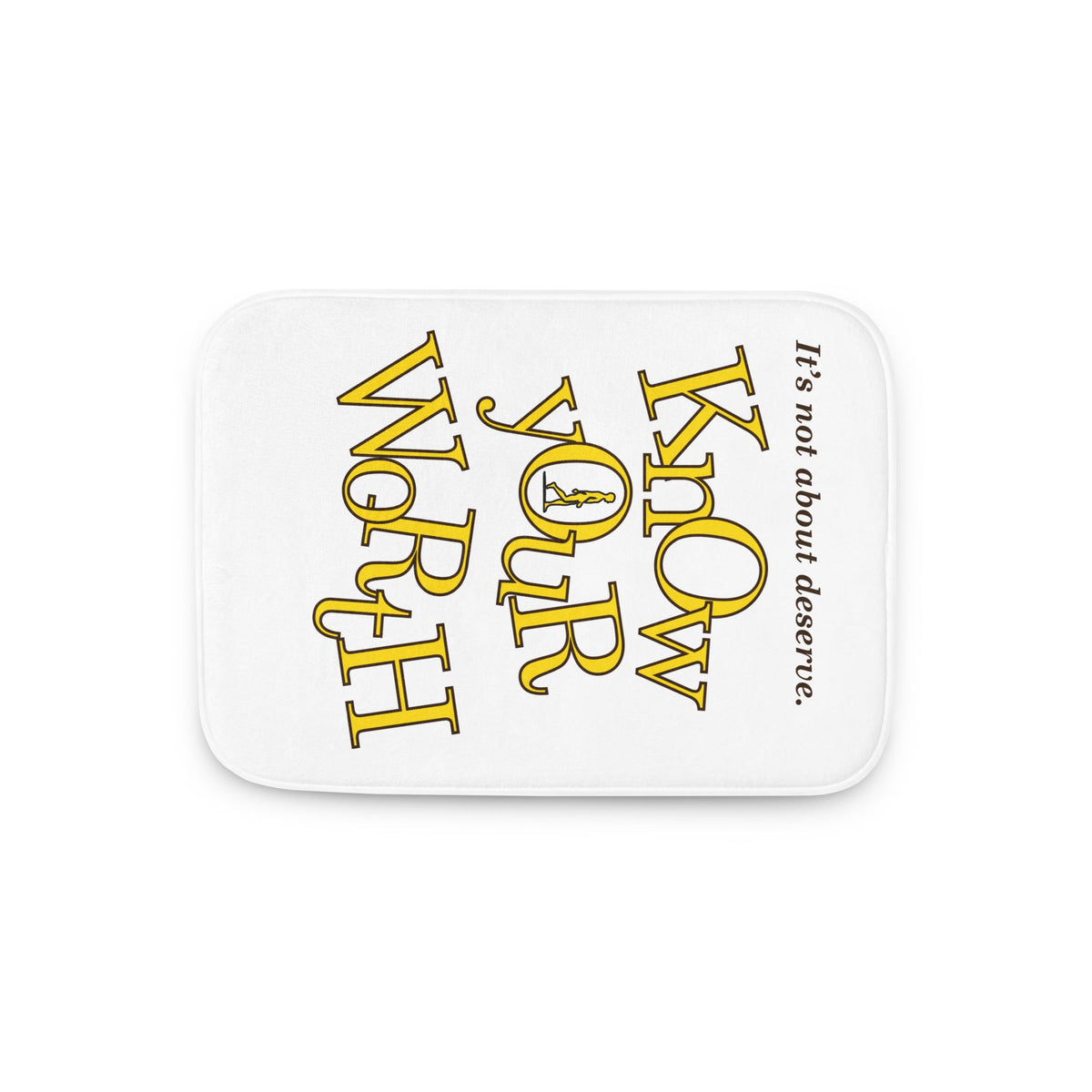 AIM ATTITUDE Know Your Worth memory foam bath mat with textured surface, soft and absorbent for bathroom comfort.
