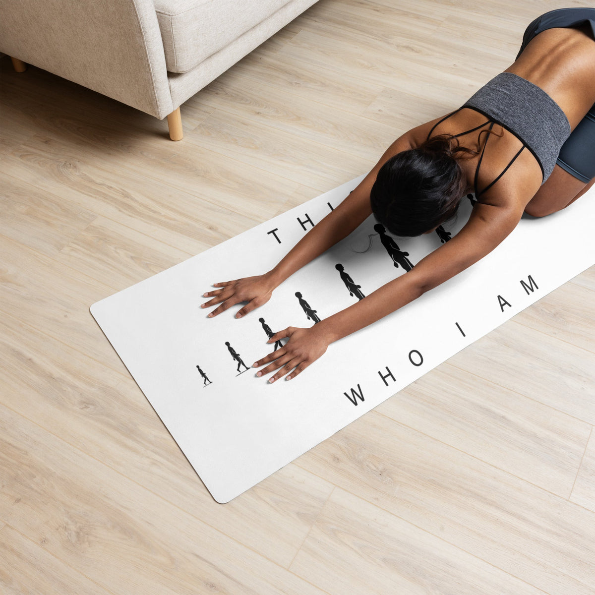 AIM ATTITUDE This Is Who I Am yoga mat with vibrant design, ideal for yoga practice and stretching exercises.
