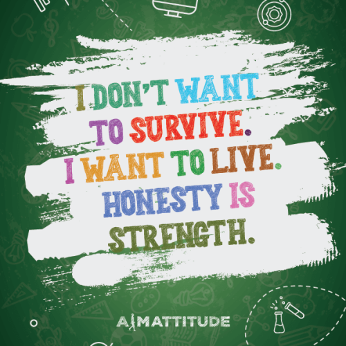 I don’t want to survive. I WANT to live. Honesty is strength A4 Cover
